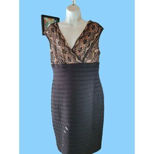 Collection Dressbarn Black Lace Dress Size 14 EUC Knee Length Career
